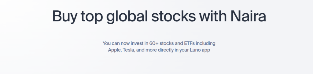 Luno tokenized stocks landing page screenshot