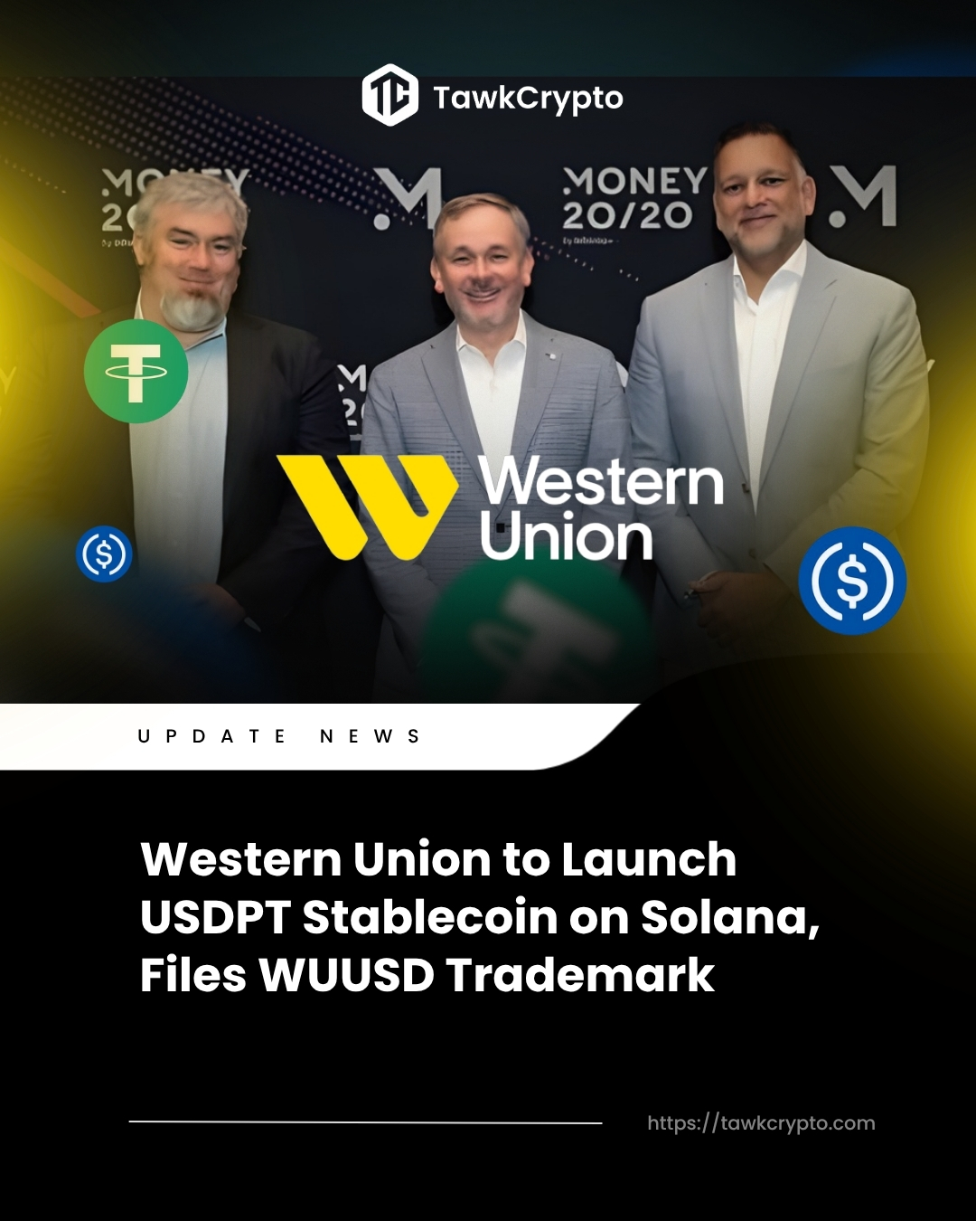 Western Union to Launch USDPT Stablecoin on Solana, Files WUUSD Trademark